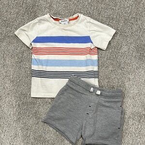 Striped T-Shirt and Gray Shorts Set